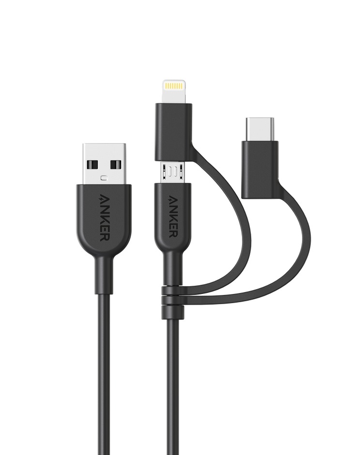 Anker 321 USB-A to Lightning Cable ((3 ft 3-in-1) Kabel Schwarz | AF533703L5