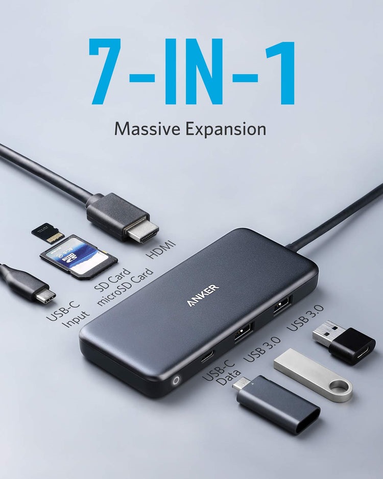 Anker 341 USB-C Hub ((7-in-1) Hubs and Docks Grau | UT319231L9