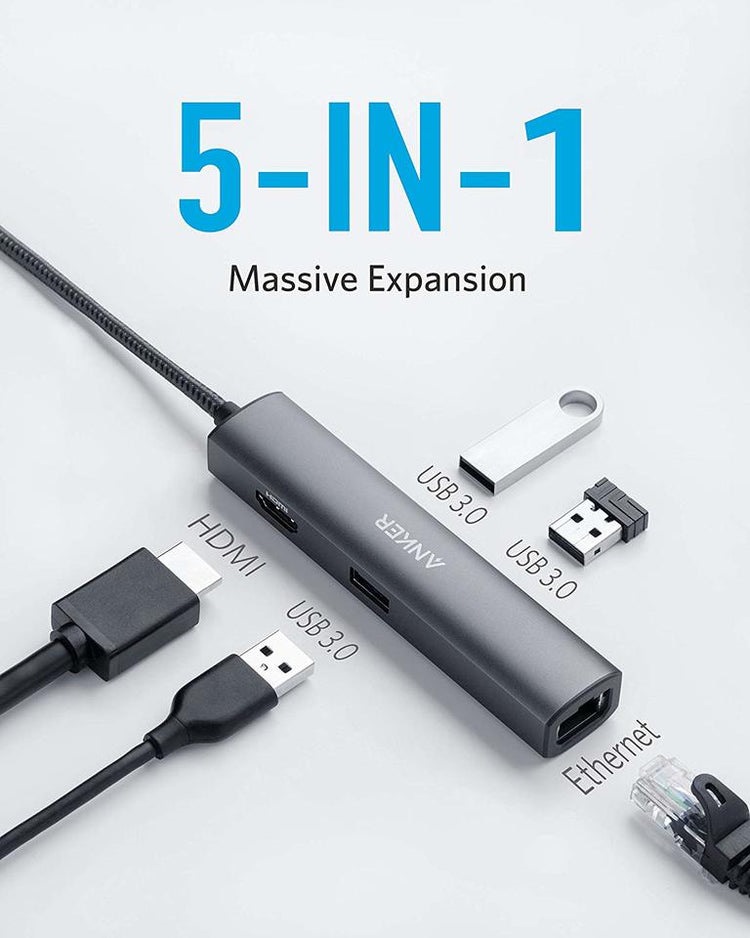 Anker 533 USB-C Hub ((5-in-1, Slim) Hubs and Docks Grau | ZT260026V3