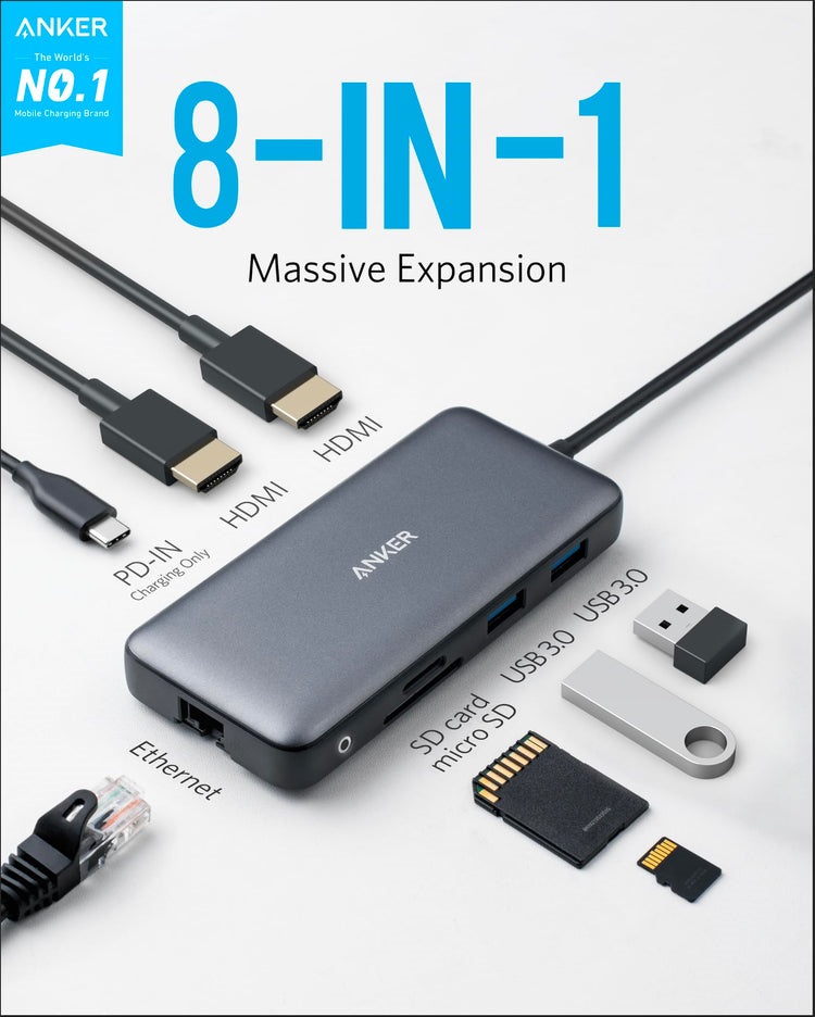 Anker 553 USB-C Hub ((8-in-1) Hubs and Docks Grau | NM368656O9