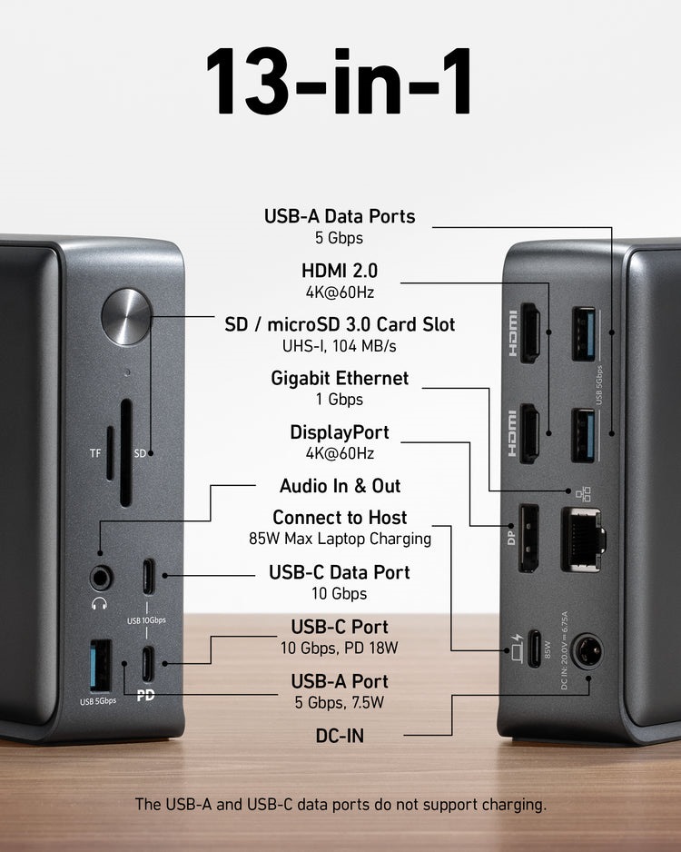 Anker 575 USB-C Docking Station ((13-in-1) Hubs and Docks Schwarz | PA888508Y8
