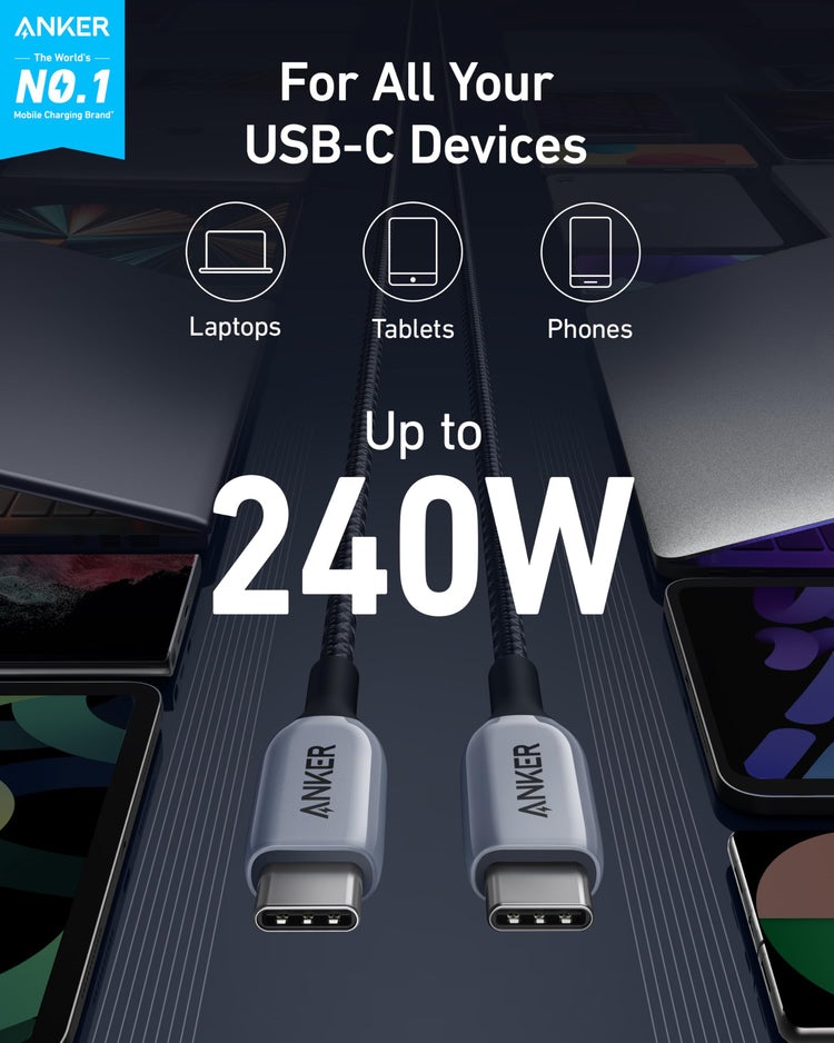 Anker 765 USB-C to USB-C Cable ((140W Nylon) Kabel Grau | LU818061G1