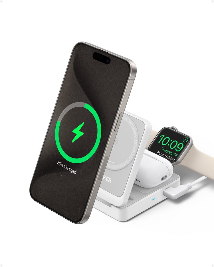 Anker MagGo Wireless Charging Station ((Foldable 3-in-1) Kabellose Ladegeräte Weiß | MD176897X8