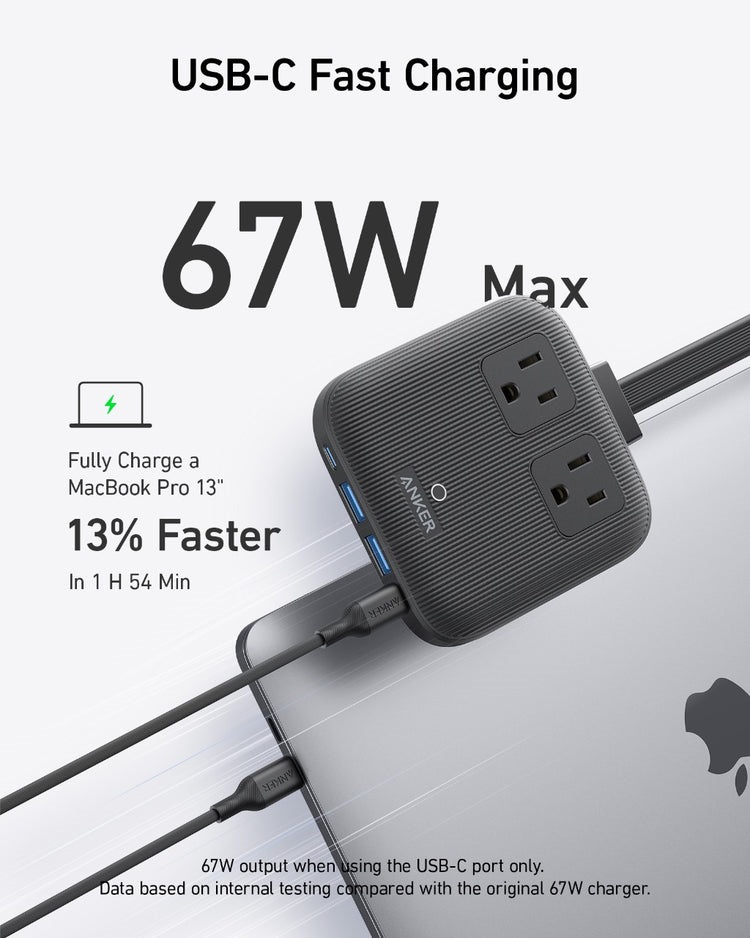Anker Nano Charging Station ((6-in-1, 67W) AC Power Schwarz | ZM165746P6