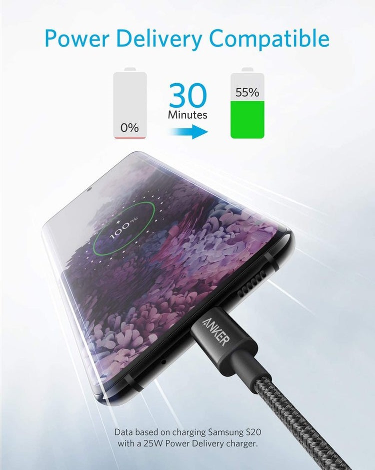 Anker New Nylon USB-C to USB-C Cable ((3 ft / 6 ft) 2 Pack Kabel Schwarz | AX475257A2
