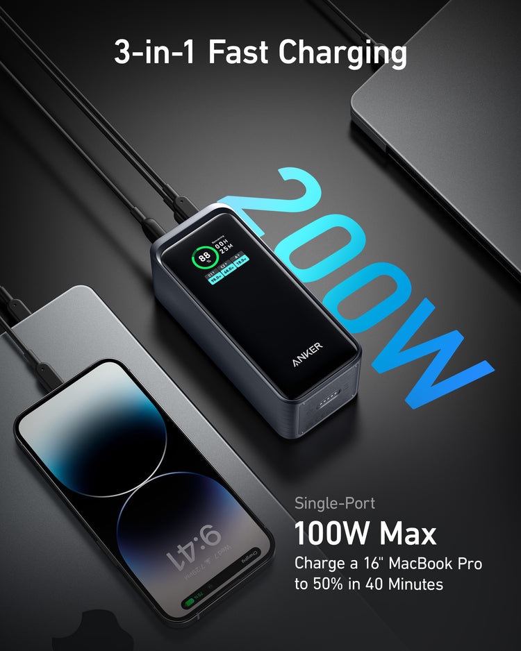 Anker Prime 20,000mAh Power Bank ((200W) with 100W Charging Base Powerbanks Schwarz | XC329722Y0