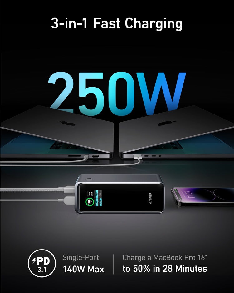 Anker Prime 27,650mAh Power Bank ((250W) Powerbanks Schwarz | SR610051O0
