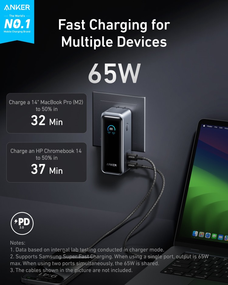 Anker Prime Power Bank ((9.6K, 65W, Fusion) Powerbanks Schwarz | MG682748Z4