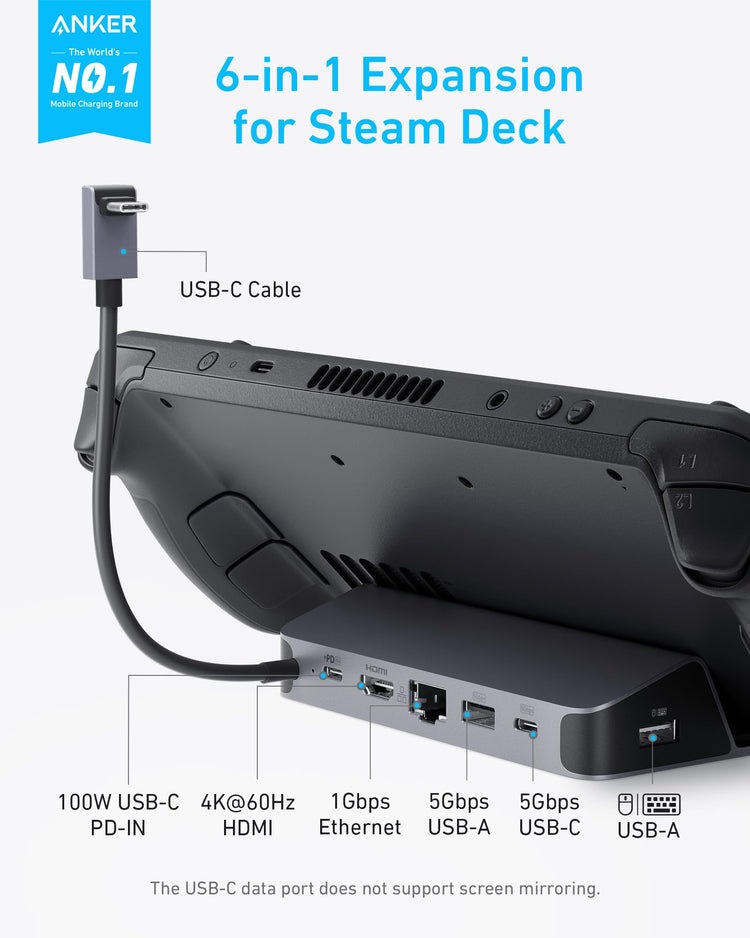 Anker USB-C Hub ((6-in-1, For Handheld Game Console) Hubs and Docks Schwarz | CD336453D2